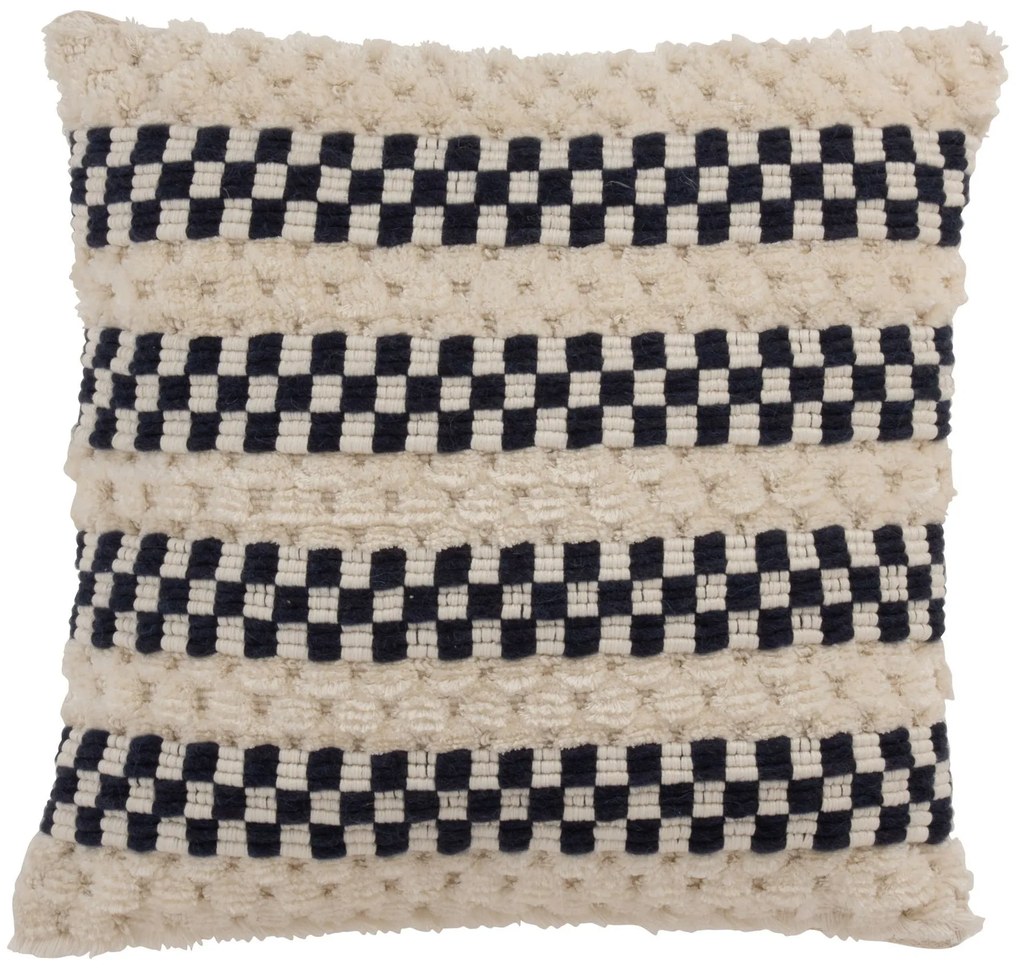 Krémovo - modrý vankúš s kockou Checkers - 45 * 45cm