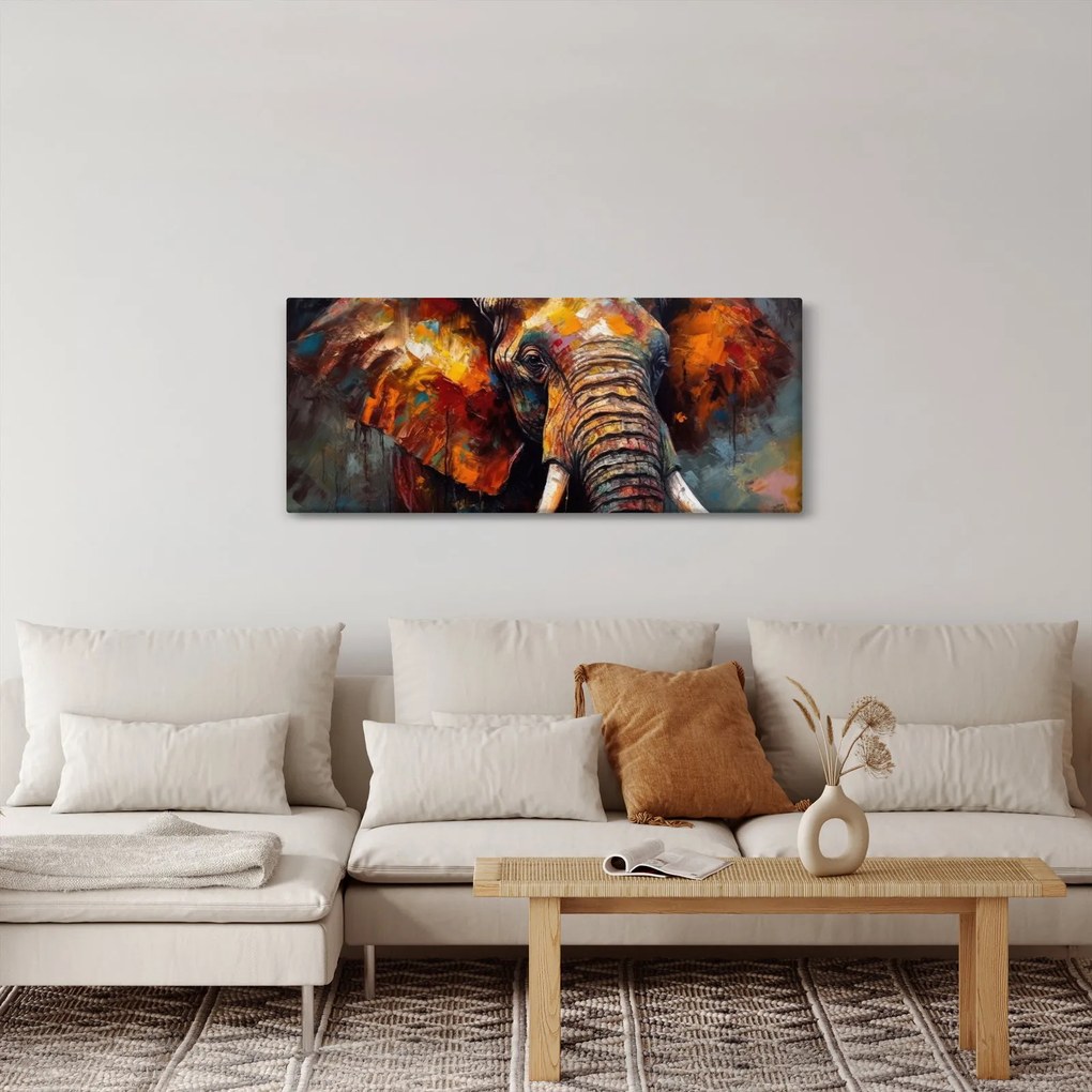 Obraz - Maľba slona (120x50 cm)