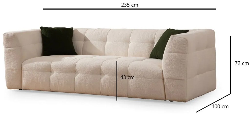 Trojmiestna pohovka Cady 235 cm béžová