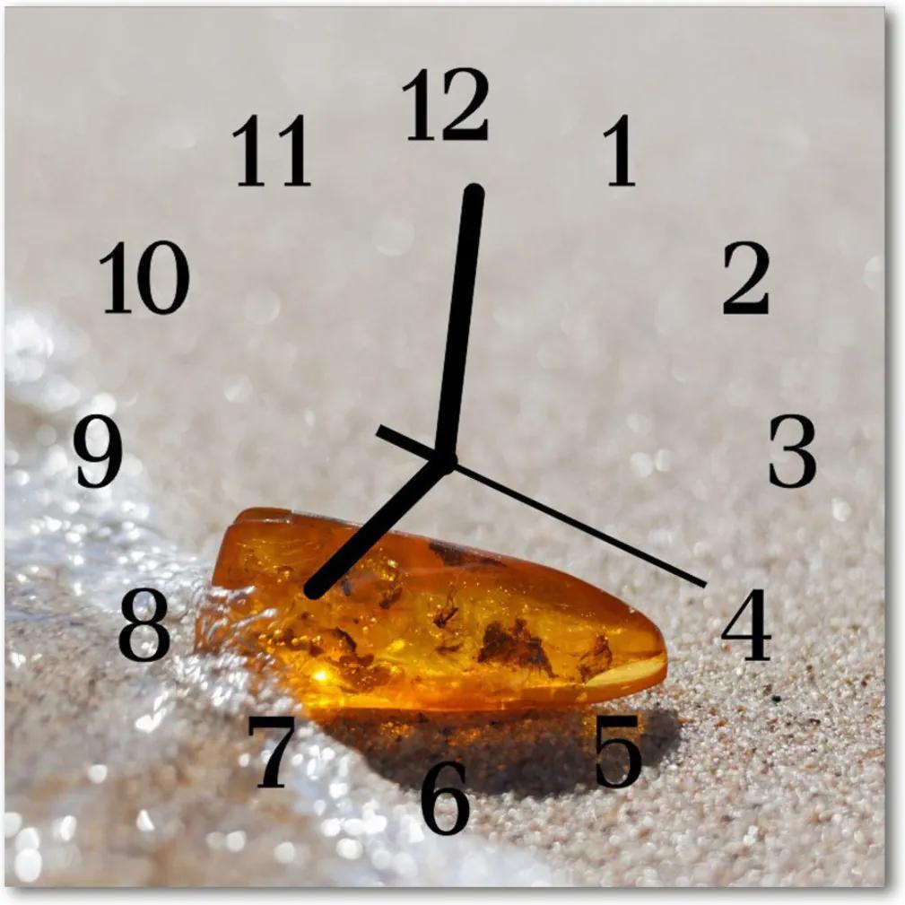 Nástenné sklenené hodiny  jantár