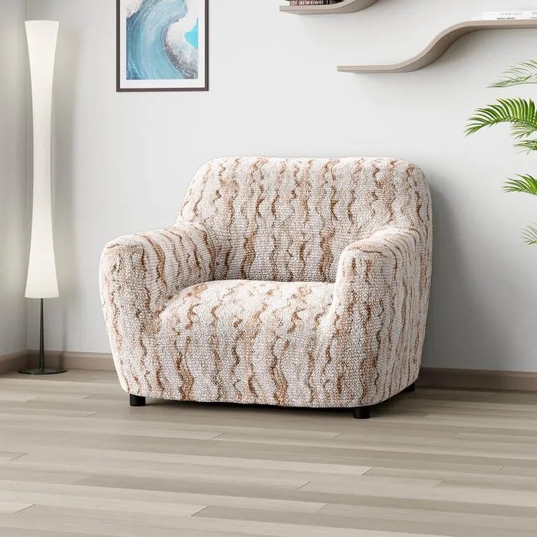 Bielastické poťahy OCEANO NOVÉ béžové kreslo (š. 60 - 110 cm)