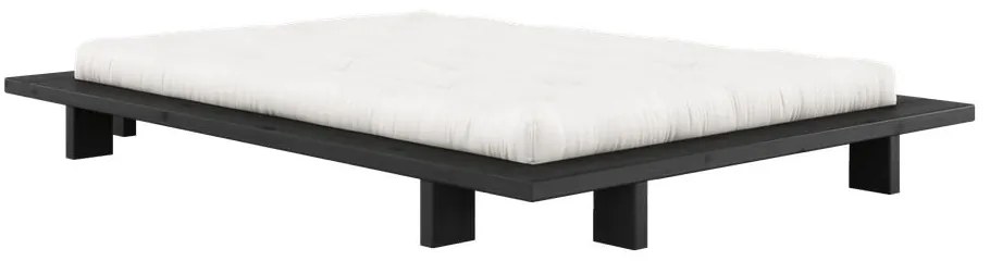 Čierna dvojlôžková posteľ z borovicového dreva s roštom 140x200 cm Japan - Karup Design