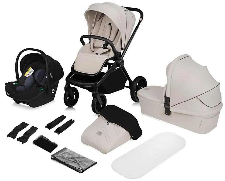 Lionelo - Kombinovaný kočík 3 v 1 MIKA PLUS pieskovo-béžový