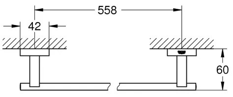 GROHE 40509AL1 - Držiak na osušky ESSENTIALS CUBE 600 mm grafit