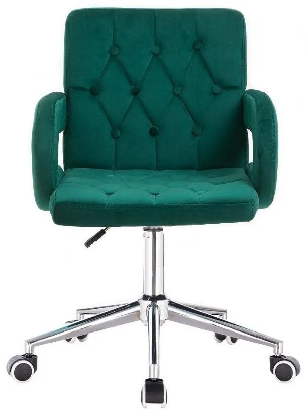 LuxuryForm DESIGN Stolička BOSTON VELUR na striebornej podstave s kolieskami - zelená