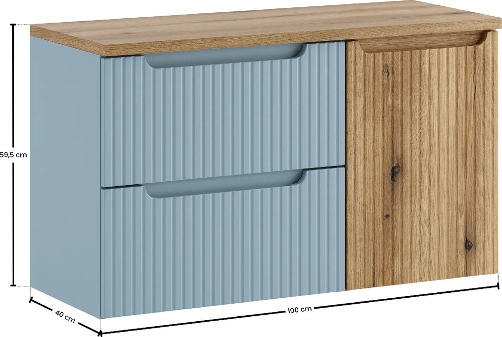 Comad Kúpeľňová skrinka pod doskové umývadlo s košom na bielizeň Nova Denim/Coast Evoke 100 denim/dub coast evoke