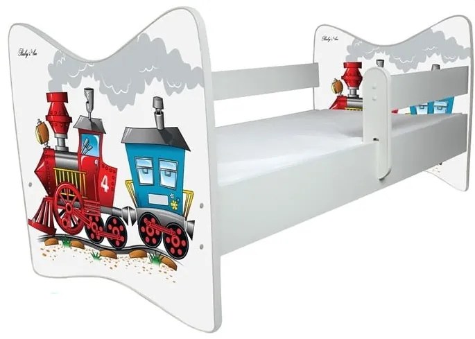 Detská posteľ " Vláčik " deluxe, Rozmer 140x70 cm, Farba biela, Matrace bez matraca