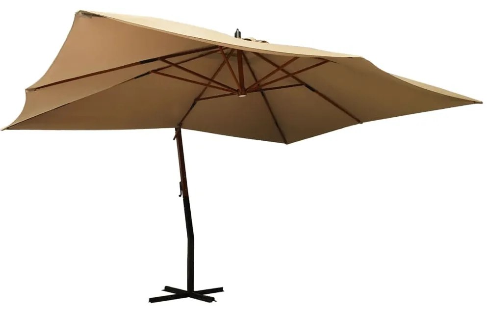 Konzolový slnečník s drevenou tyčou 400x300 cm sivohnedý