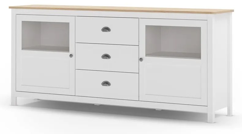 Biela nízka komoda z borovicového dreva 180x80 cm Misti – Marckeric