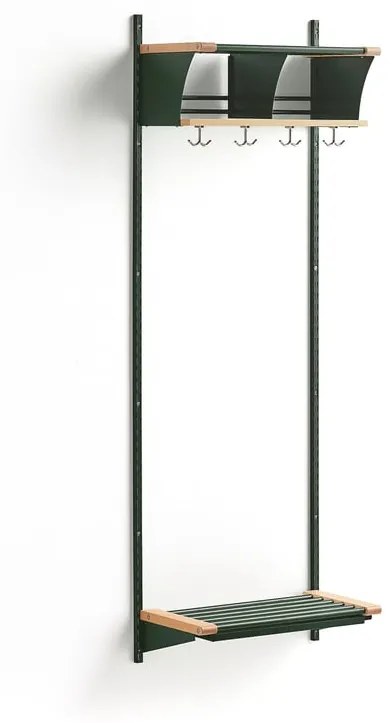 Vešiaková stena JEPPE s 2 priehradkami, základná sekcia, 1790x600x310 mm, zelená/breza