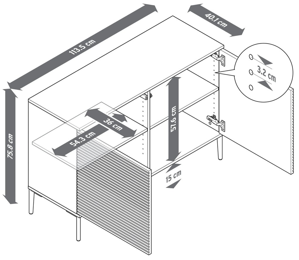 Komoda »REET« v lamelovom vzhľade