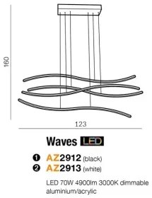 Dizajnový luster Waves stmievateľný zlaté