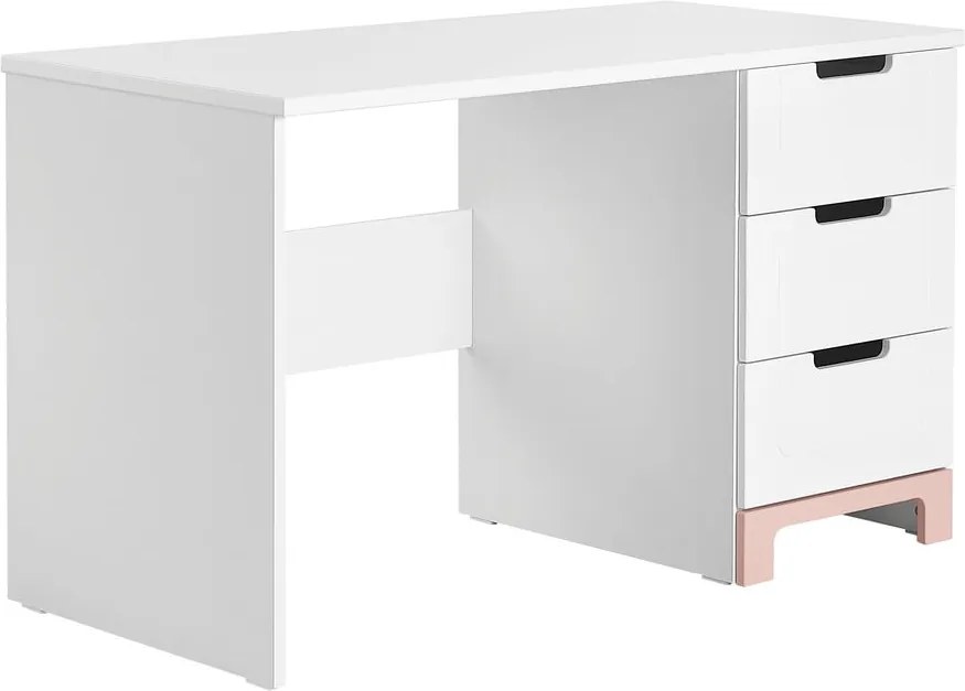 Bielo-ružový písací stôl Pinio Mini, dĺžka 120 cm
