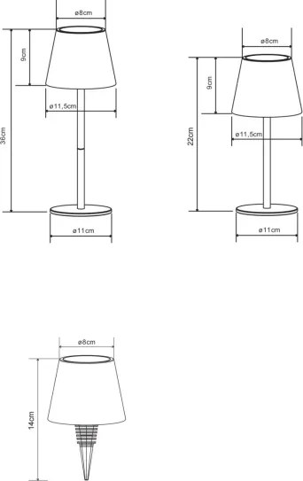 Globo 58488CH-LED Dotyková stmievateľná nabíjacia vonkajšia stolná lampa VANNIE 3W/5V IP54 1800mAh mosadz