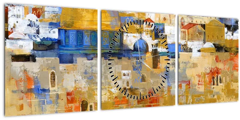 Obraz - Múr nárekov, Jeruzalem, Izrael (s hodinami) (90x30 cm)