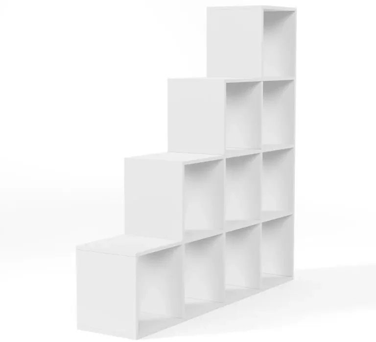 MIADOMODO stupňovitý regál veľký, voľne stojaci, biely