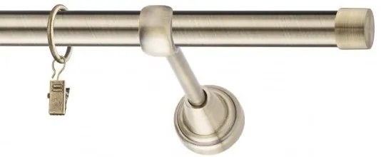 Dekorstudio Mosadzná jednoradová garniža LUNA 19mm Dĺžka: 160cm, Typ uchytenia: Držiak modern, Typ príslušenstva: Krúžky tiché so štipcami