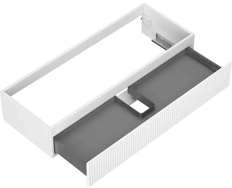 Mexen Rivel, kúpeľňová skrinka 120 cm, 1 zásuvka, drážkovaná, biela matná, 91A20-12023-1-BF01