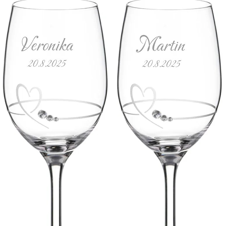 Dekorant Svadobné poháre na biele víno Petit Heart se Swarovski krystaly 240 ml 2KS