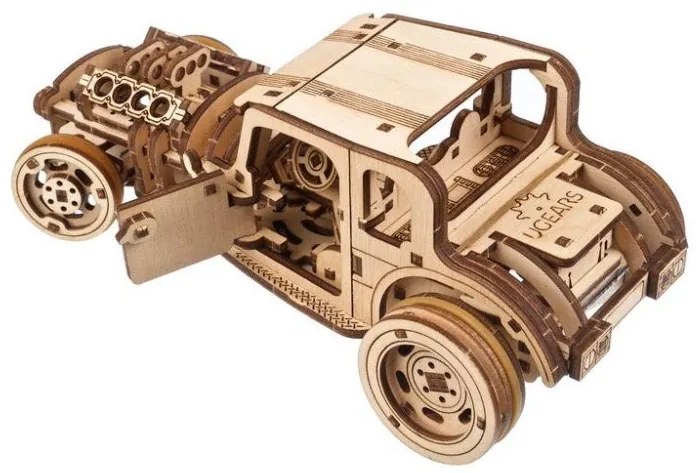 Ugears 3D drevené mechanické puzzle The Hot Rod Furious