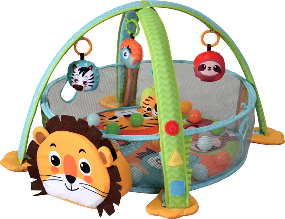 LEAN Toys Vzdelávacia podložka Lion Playpen Balls for Baby Melodies