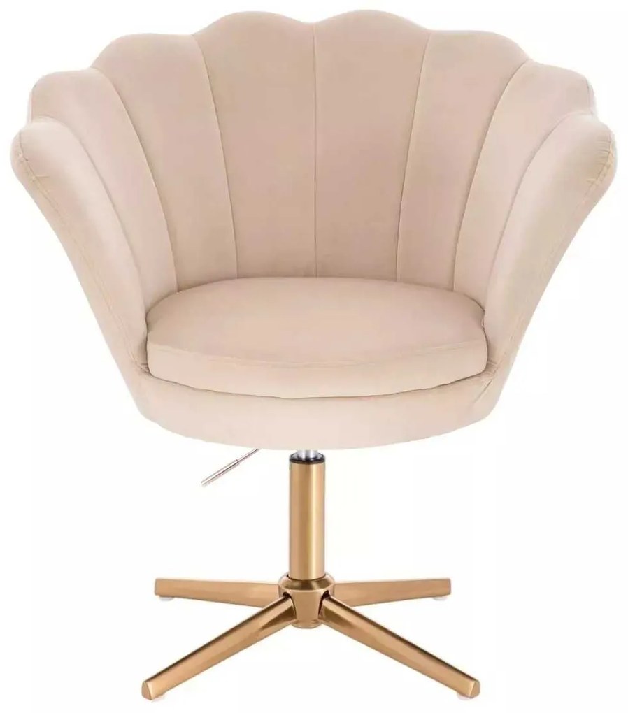 LuxuryForm DESIGN Kreslo FREY VELUR na zlatom kríži - krémové