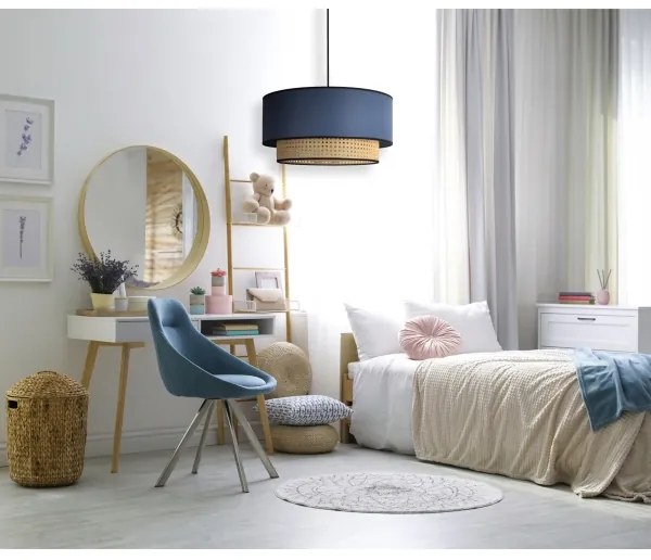 Duolla - Luster na lanku BOHO 1xE27/15W/230V pr. 45 cm modrá/ratan