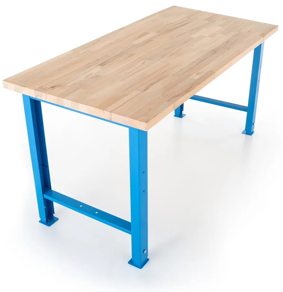 Výškovo nastaviteľný dielenský stôl Basic 150 x 80 cm, modrá