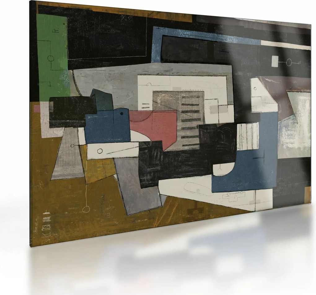 Sklenený obraz - Abstrakcia, kubizmus (70x50 cm)