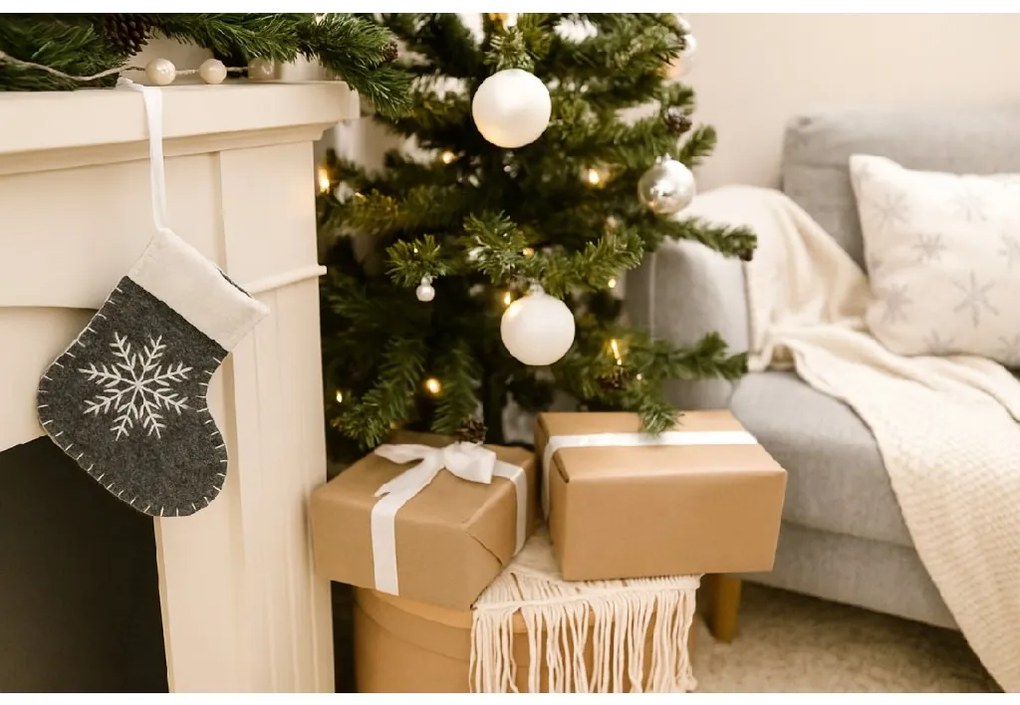 Závesná vianočná ponožka SNOW SOCK 12 cm - viac farieb Farba: Svetlosivá