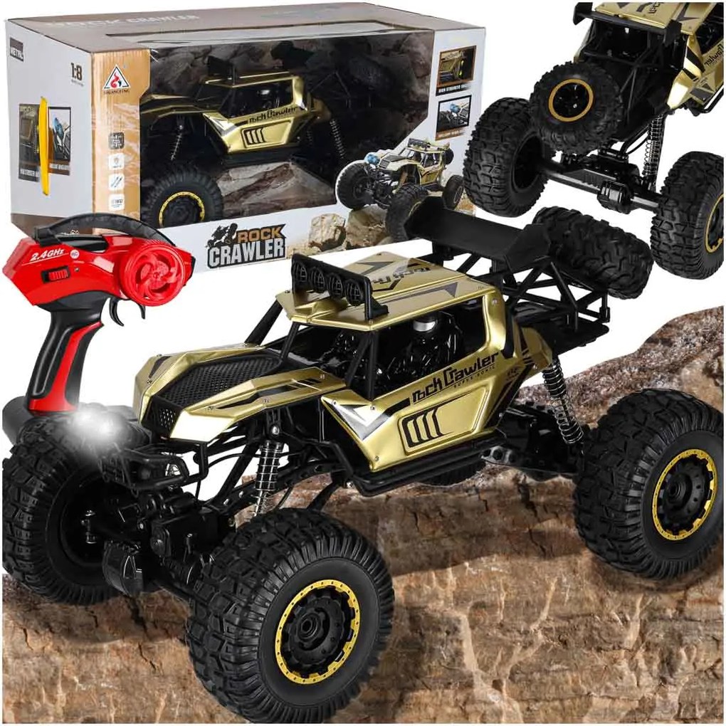 KIK RC Rock Crawler auto na diaľkové ovládanie 1:8, 4x4, zlaté