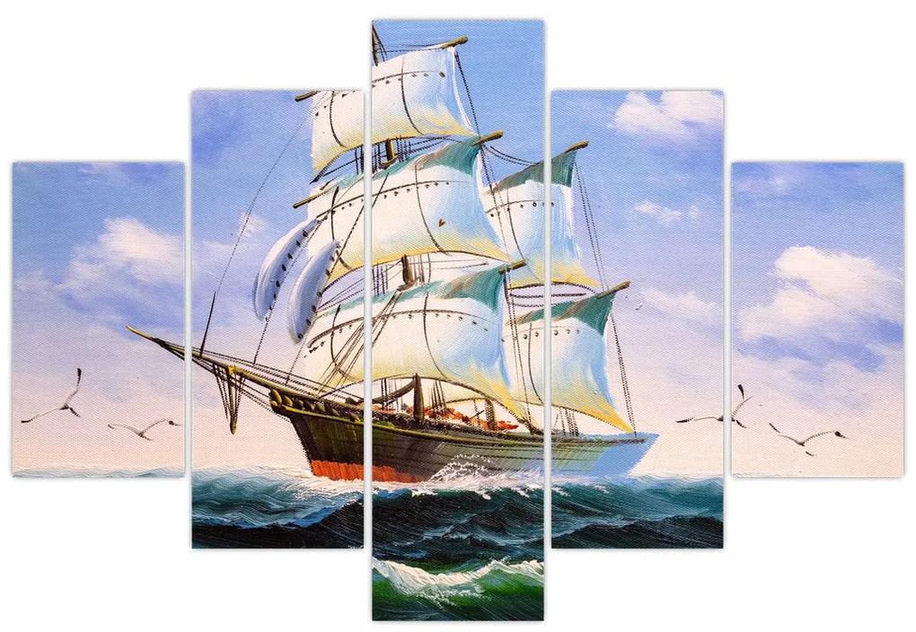 Obraz lode na vlnách (150x105 cm)
