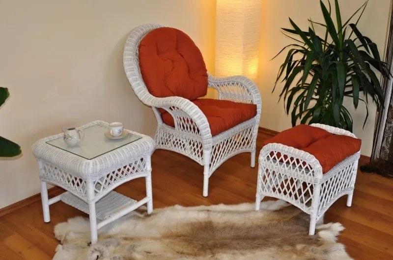 Ratanová sedacia súprava Florida pohoda Biela + polostre - 6 farieb