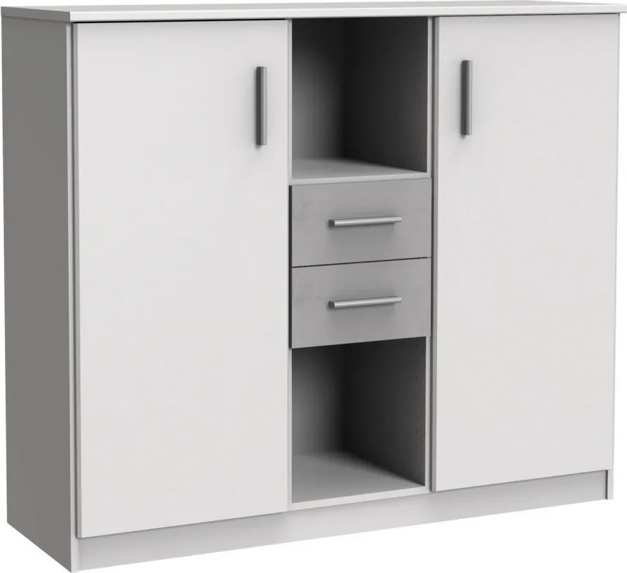 Široká komoda Joker, biela/sivý betón