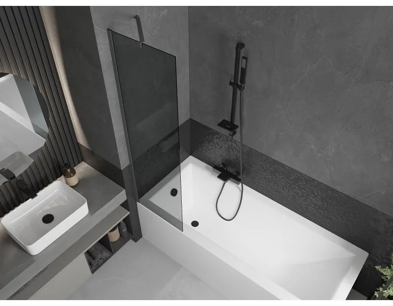 Mexen Next, 1-krídlová vaňová zástena 50 x 150 cm, 6mm šedé sklo, grafitová, 895-050-000-00-40-95