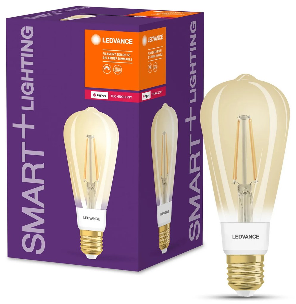 LEDVANCE Inteligentná LED žiarovka SMART+ ZB, E27, ST64, 6W, 680lm, 2400K, teplá biela