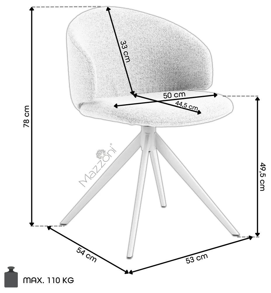 NELA Béžová (látka Basel 24)/čierne nohy – MODERNÁ OTOČNÁ ČALÚNENÁ STOLIČKA DO OBÝVAČKY/JEDÁLNE/KANCELÁRIE LOFT