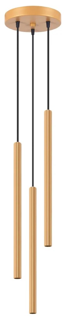 Závesné svietidlo Arche, 3x zlaté kovové tienidlo, o