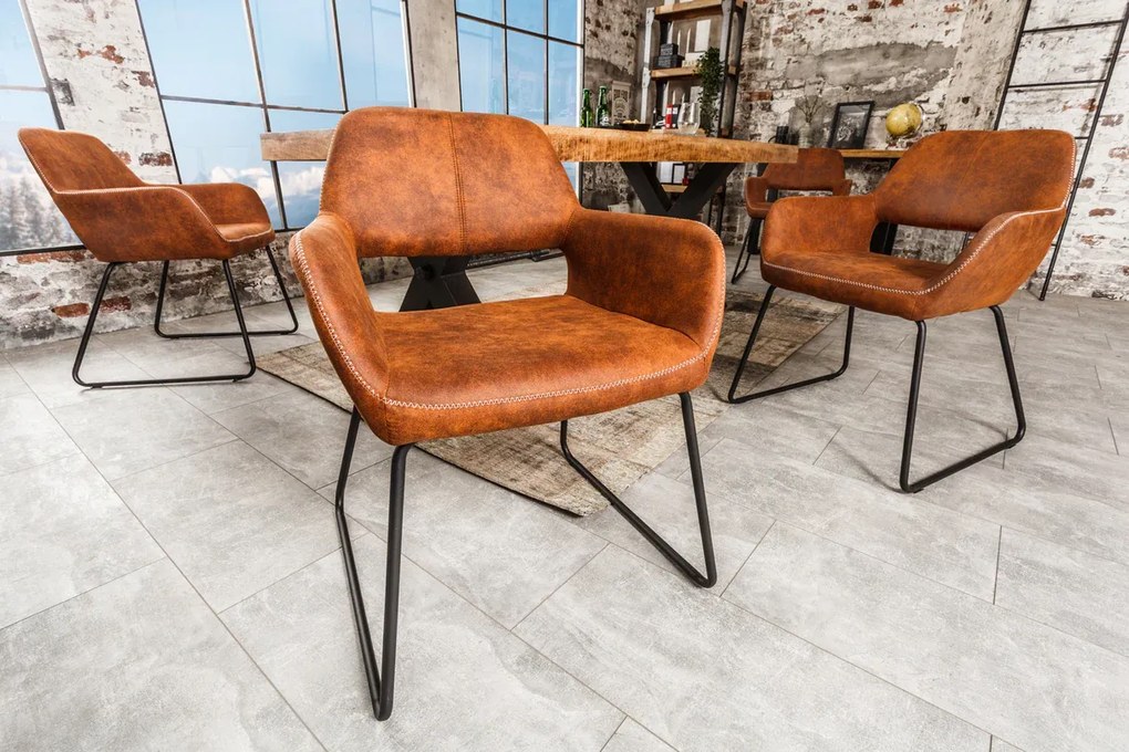 Stolička Mustang v industriálnom štýle hnedá