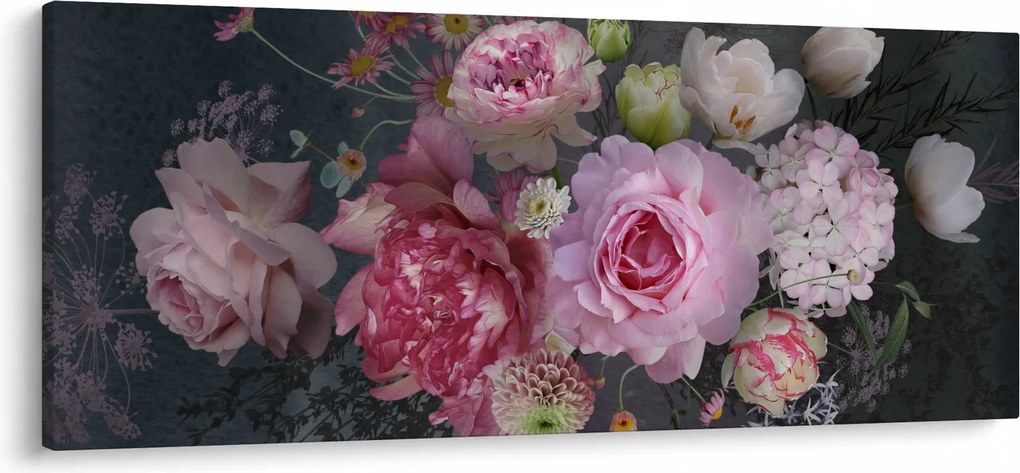 Obraz - Záhradné kvety (120x50 cm)