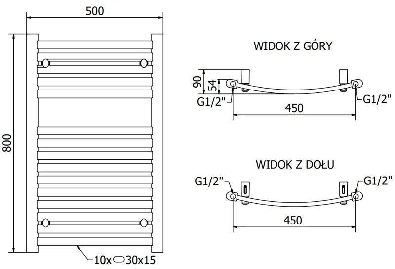 Mexen Helios, vykurovacie teleso 800x500 mm, 303 W, chrómová, W103-0800-500-00-01
