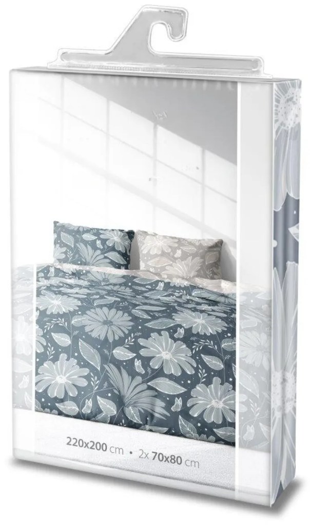 Povlečení z mikrovlákna SATYN 003 220x200 cm + 2x 70x80 cm modré/šedé