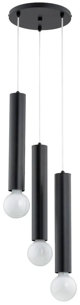 Luster na lanku TWISTER 3xE27/60W/230V pr. 28 cm čierna