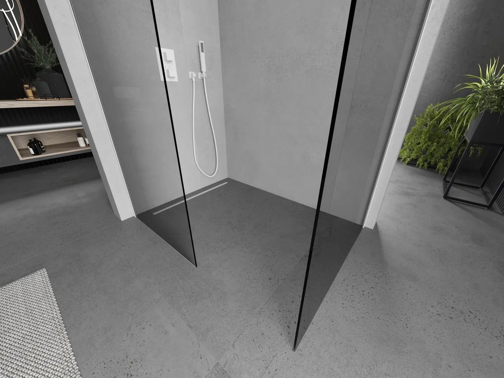 Mexen Kioto, 2-stenová sprchová zástena Walk-In 150 x 100 cm, 8mm číre sklo, biely profil, 800-150-202-20-00-100