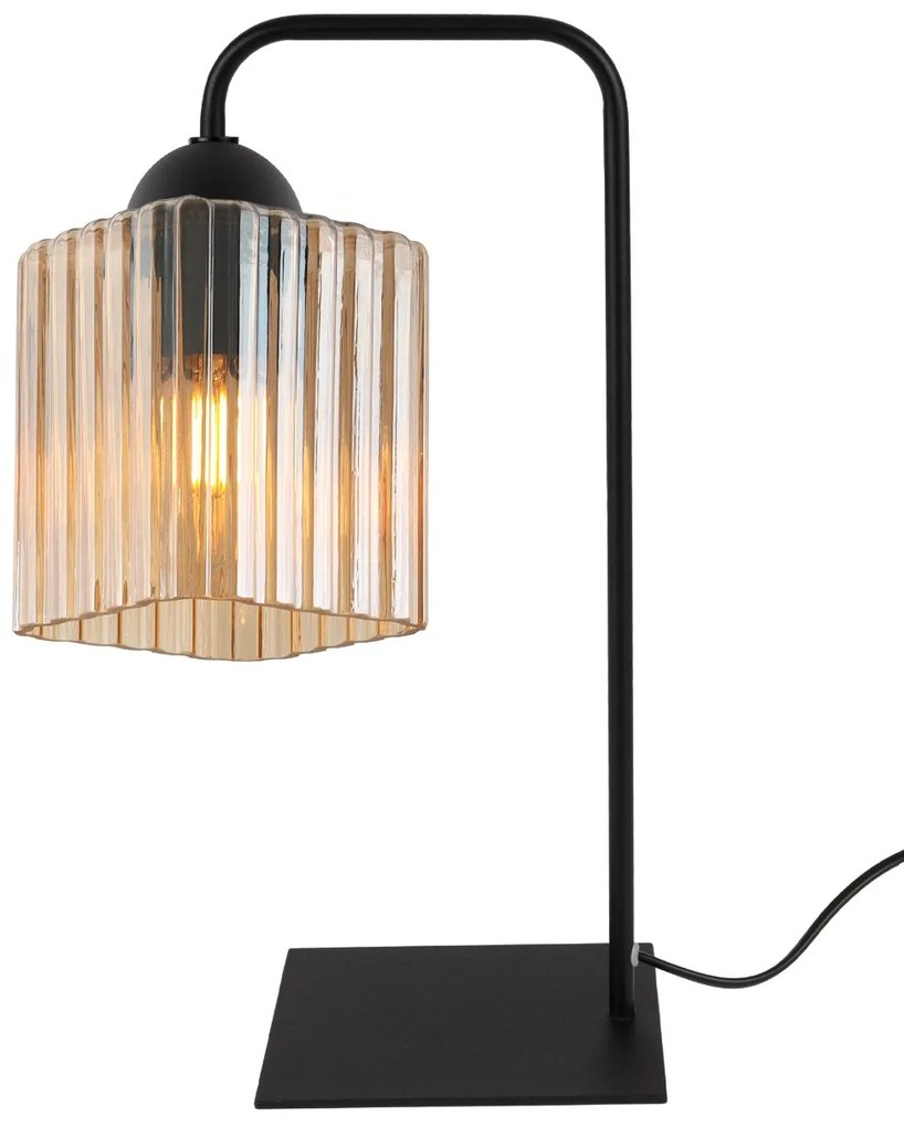 Stolná lampa Riffle Square, 1x medové sklenené tienidlo, b