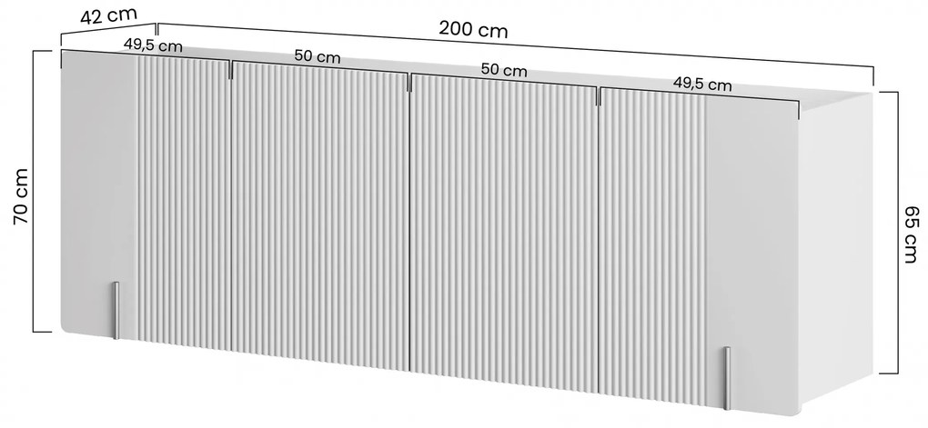 Závesná komoda Malmi 200 cm - kašmírová / crema bianca / zlatá