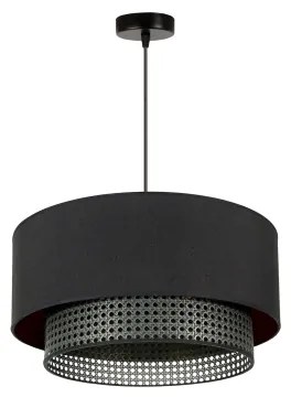Duolla - Luster na lanku BOHO RATTAN 1xE27/15W/230V pr. 45 cm čierna