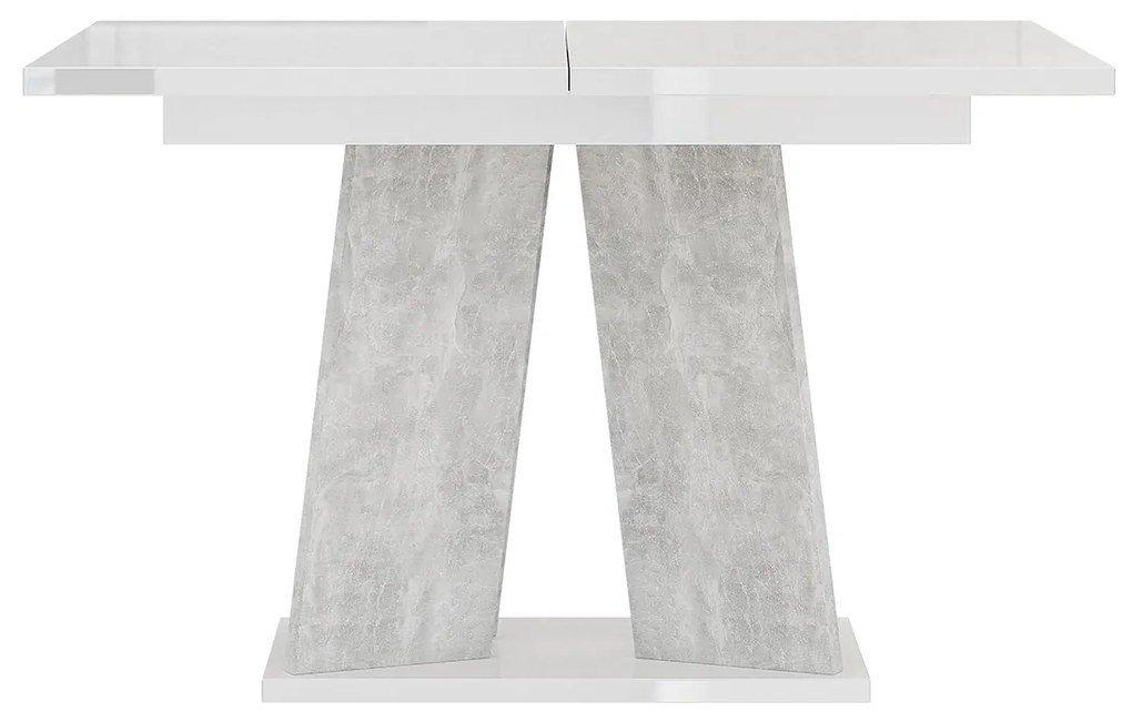 Jedálenský stôl Mulnu (lesk biely + kameň) (pre 4 až 6 osôb). Vlastná spoľahlivá doprava až k Vám domov. 1055227