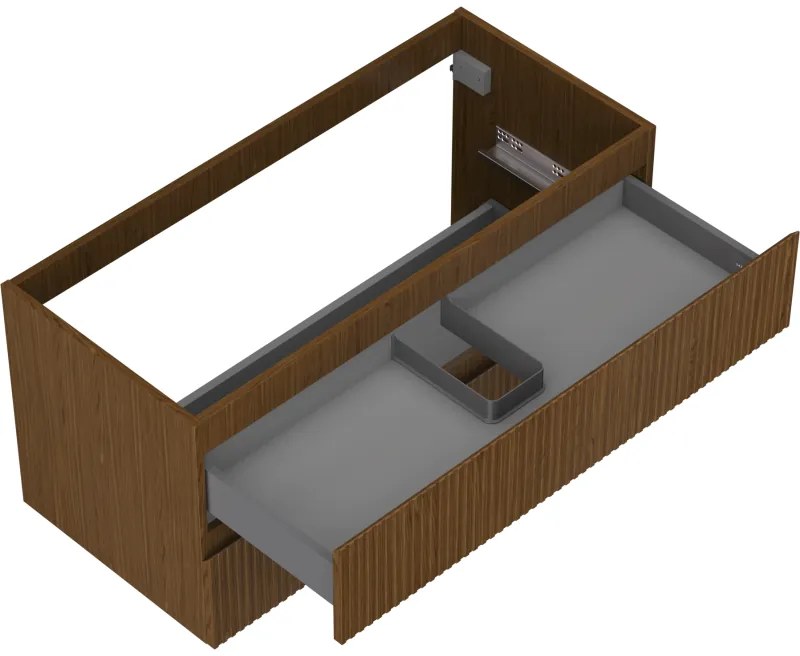 Mexen Rivel, kúpeľňová skrinka 100 cm, 2 zásuvky, drážkovaná, orech, 91A20-10047-2-BFF86