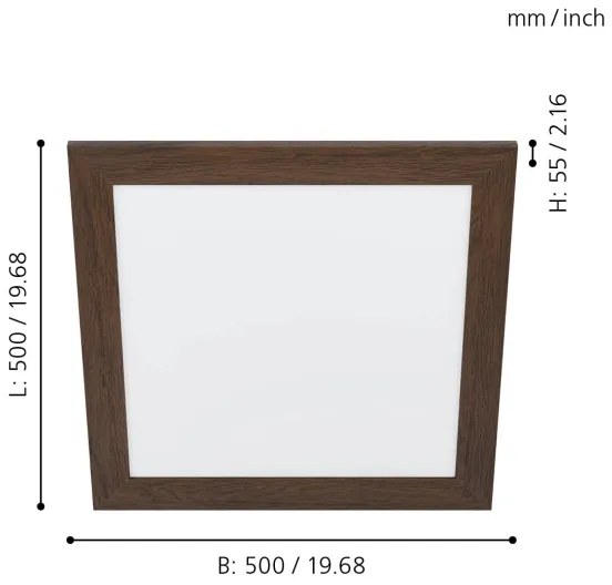 Eglo 99474 - LED stropné svietidlo PIGLIONASSO LED/20W/230V 500x500 mm